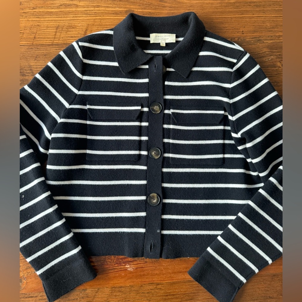 Sezane Betty Cardigan Black and White - Size S
